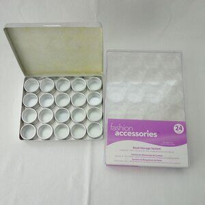 24 and 20 Piece Bead and/or Gem Storage System With Screw Top Lids